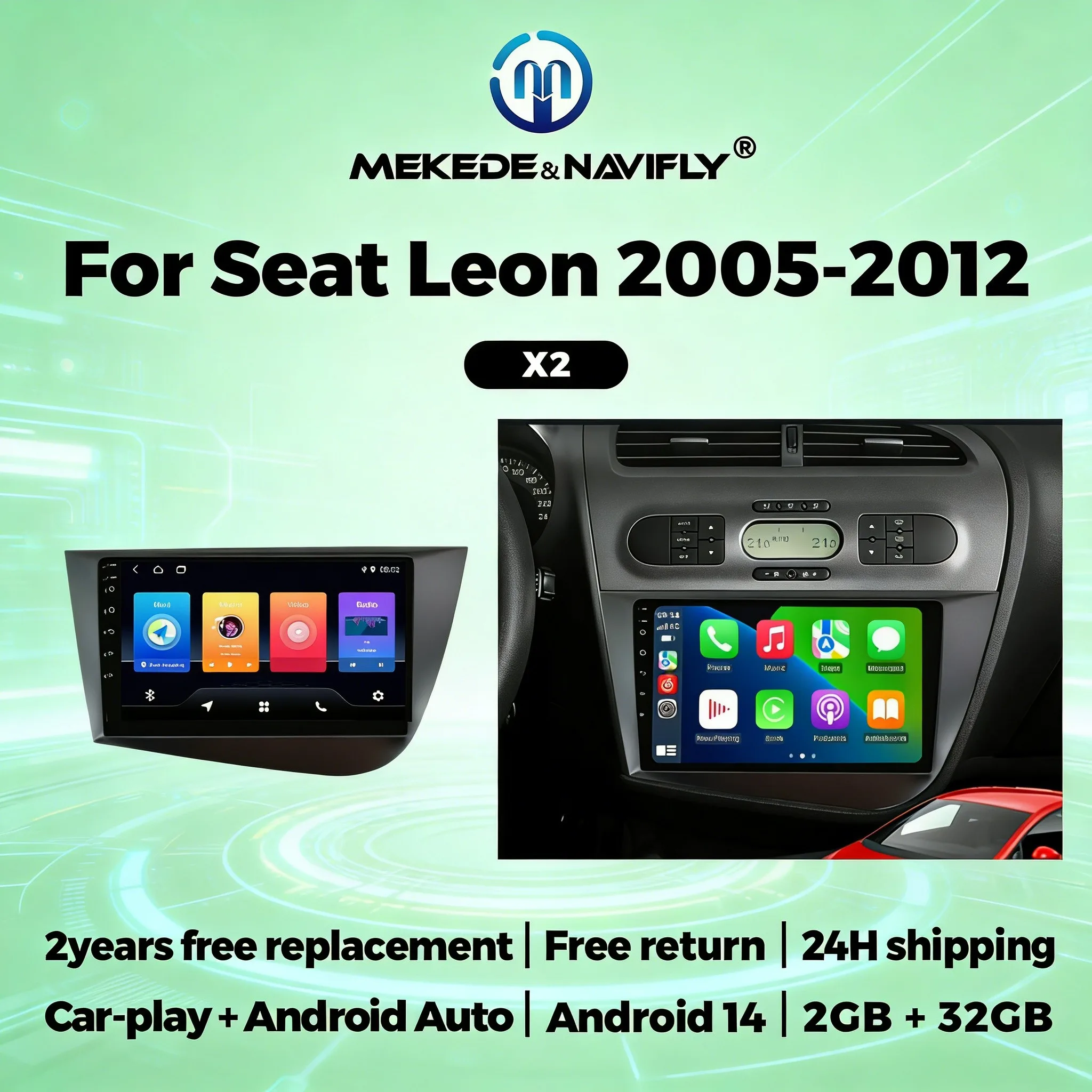 

НОВЫЙ 2-DIN 9-дюймовый автомобильный радиоприемник для Seat Leon 2005-2012 LHD с Android Auto, CarPlay, мультимедийным плеером, навигацией GPS, Wi-Fi, DSP.