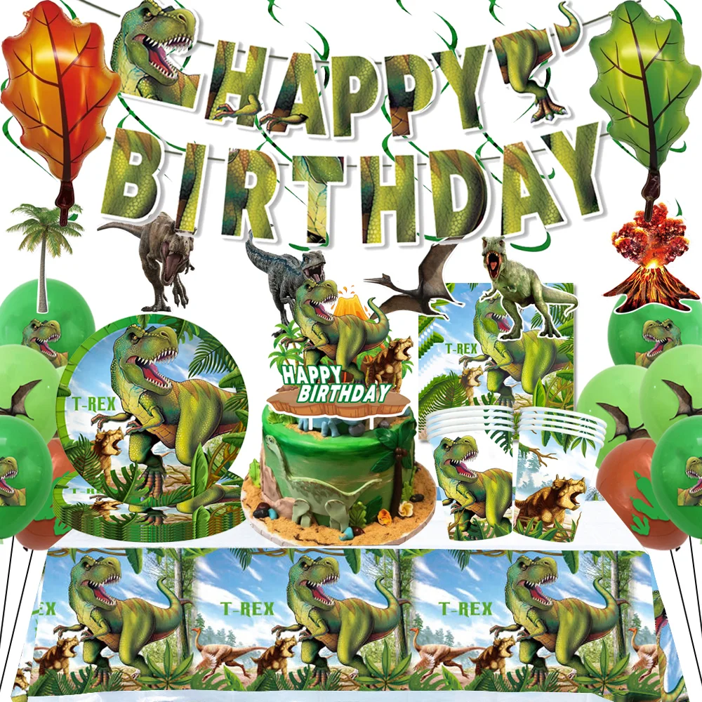 Dinosaur Party Balloon Dinosaur Birthday Party Banner Tyrannosaurus Rex Animal Jungle Birthday Party Cake Decoration Supplies