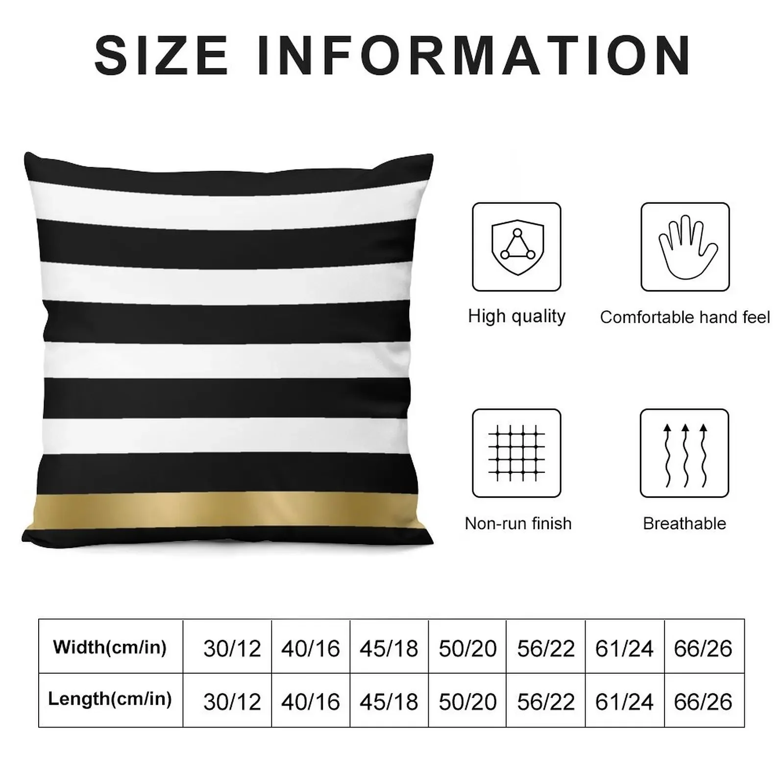 Black White And Gold Stripes Throw Pillow Cushion Cover autumn decoration Decorative Cushion pillow