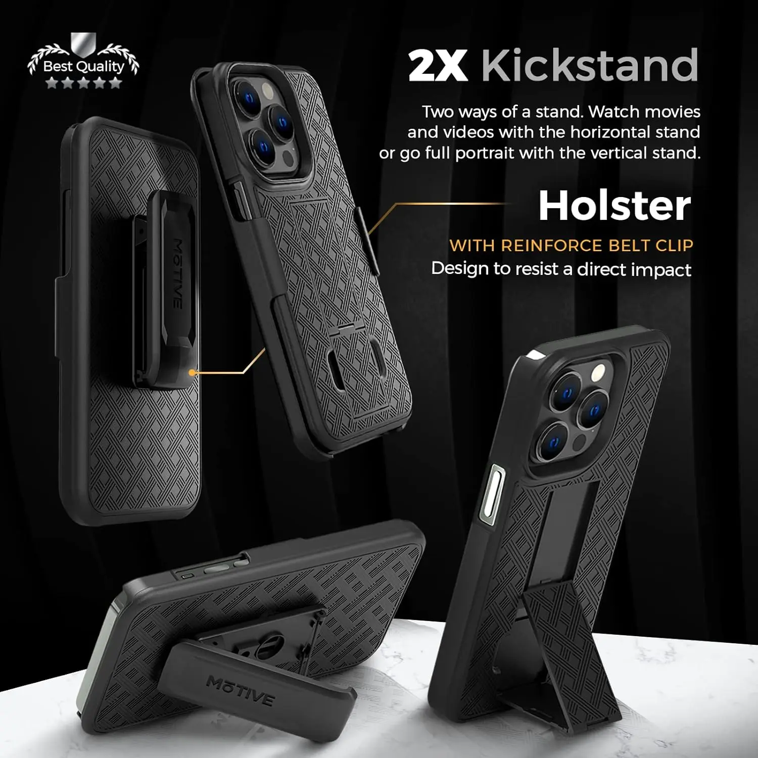 Fit iPhone 14 Pro ,Woven 2 in 1 Hybrid Hard Shell Holster Combo Case With Kickstand & Belt Clip For iPhone 14 Pro Max 6.7\