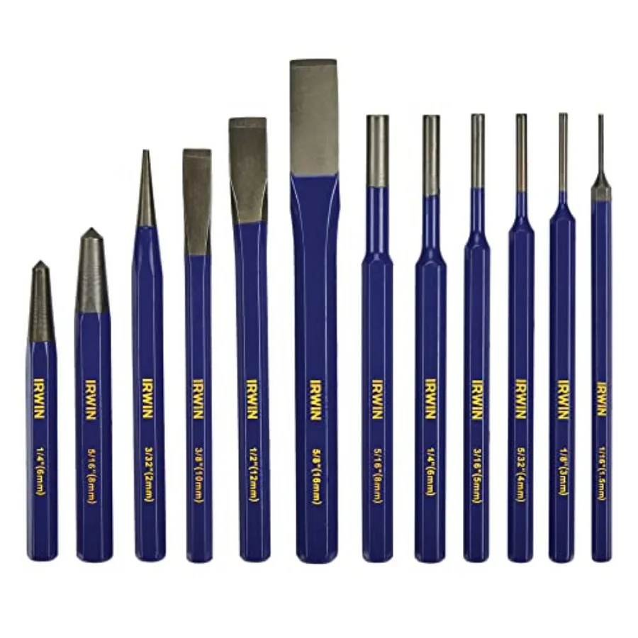 

Chisel Set Chisel and Punch 12-Pack with Various Sizes Tempered for Durability Great for Woodworking IRHT82529