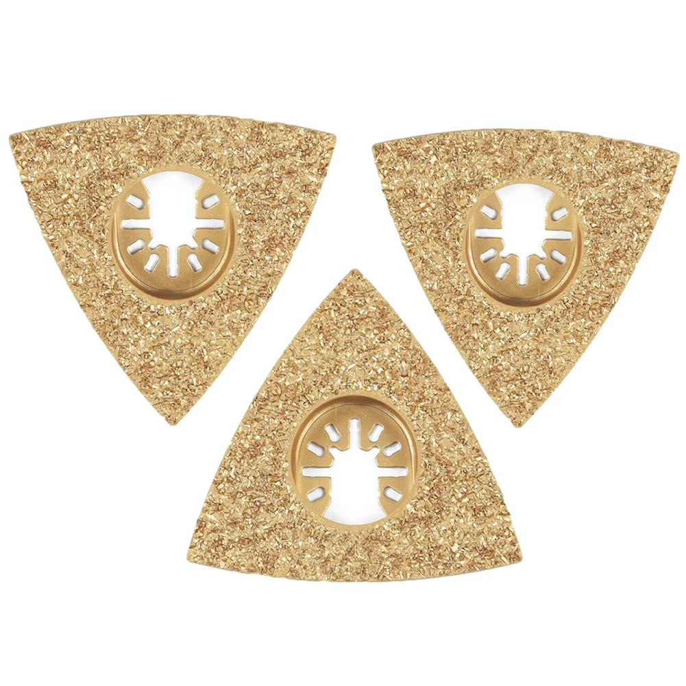 三角形超硬合金やすり振動マルチツール三角刃研削ゴールドコーティング超硬グリットやすり超硬合金