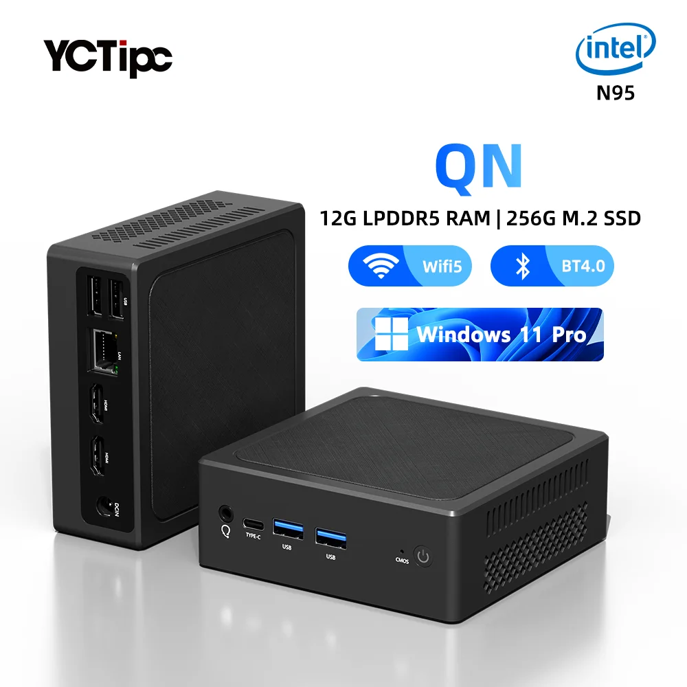 

YCtipc MINI PC Intel N95 Windows 11 Pro 12G LPDDR5 256G/512G M.2 SSD WIF5 BT4.0 3.4GHz NVME Desktop Computers Support