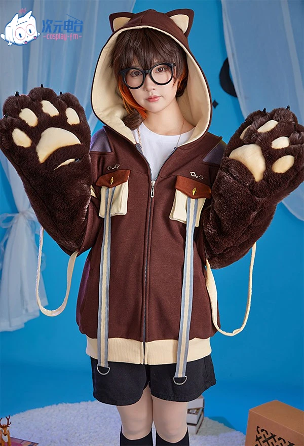 Game Genshin Impact Zhongli Doujin Cosplay Costumes Women Men Christmas New Year Party Hoodie Jacket Paw Cute Halloween prop