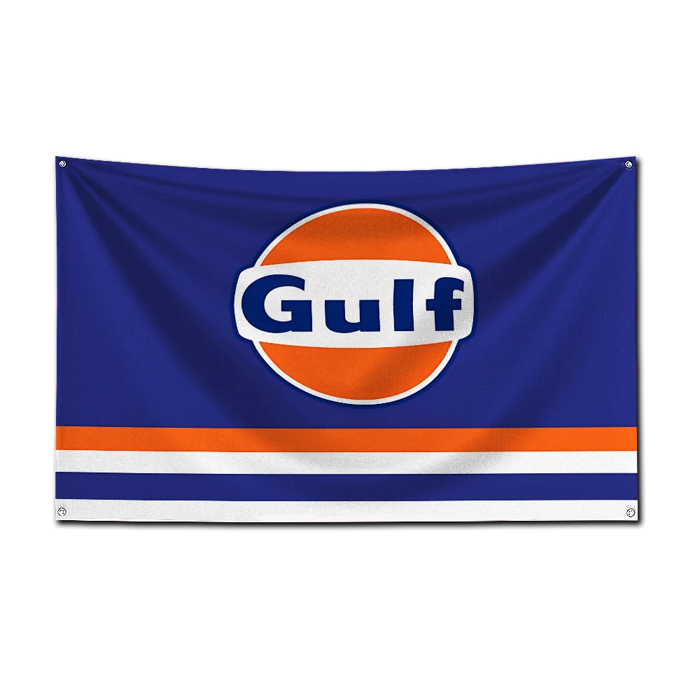 3x5 Ft GulfS Racing Flag Polyester Digital Printing Banner for Garage Wall Art Out Door Decoration With Brass Grommets