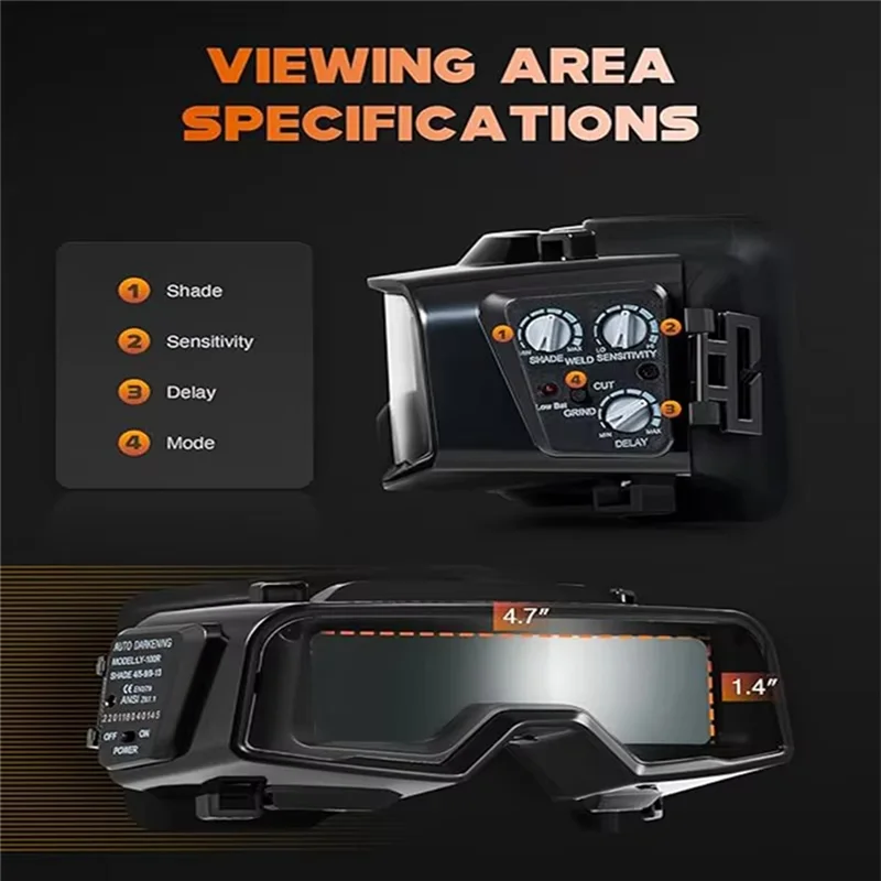 

Fresh New True Color Auto-Dimming Welding Head Goggles,4/5-9/9-13, Suitable For TIG MIG ARC Plasma Cutting Grinding