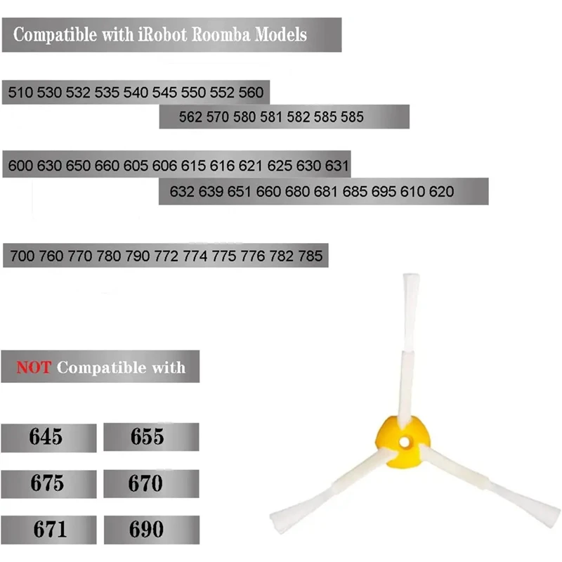 Cepillo lateral adecuado para aspiradora Roomba Irobot serie 600, 700 y 500