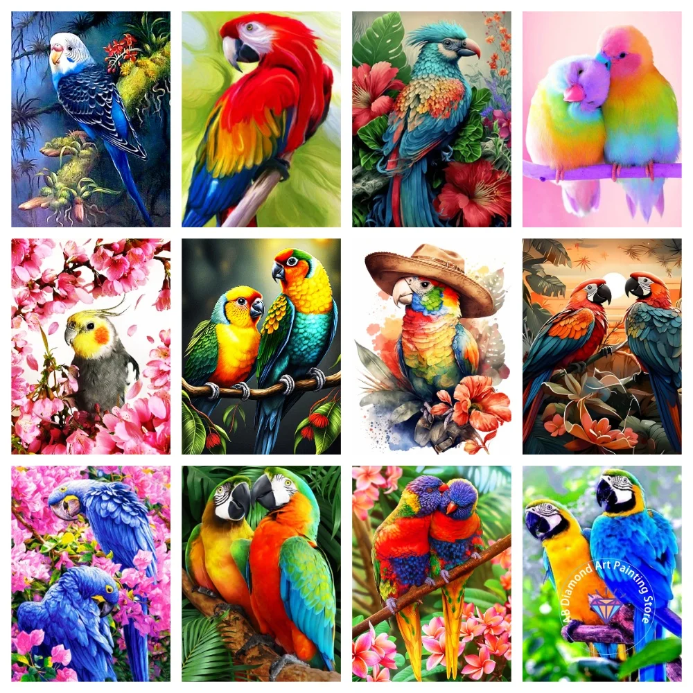 

Parrot Animal AB Diamond Painting Kit Square Round Diamond 5D DIY Bird Cross Embroidery Handmade Art Exquisite Gift Home Decor