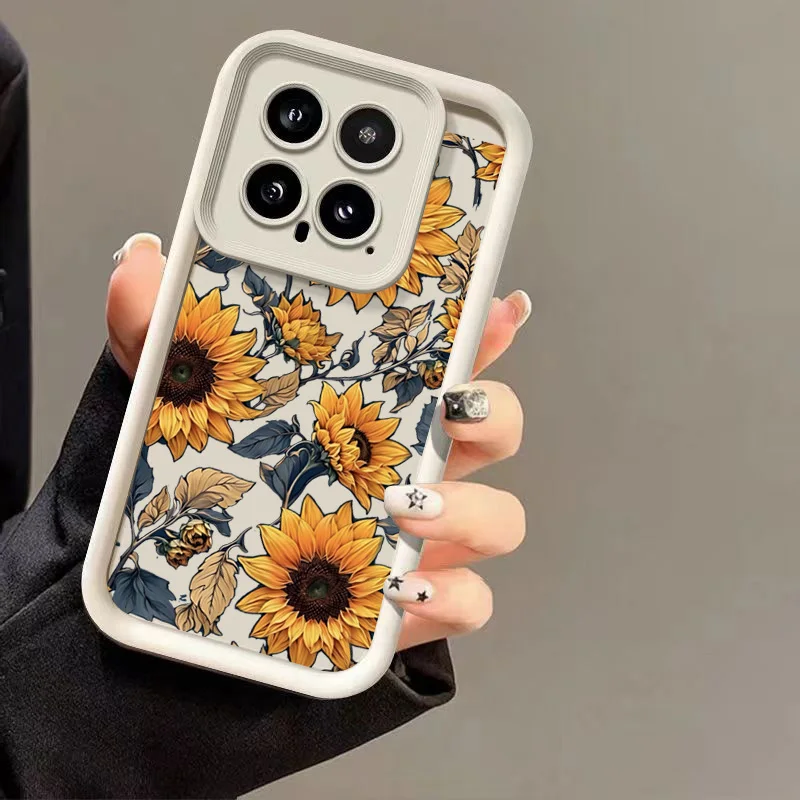 Sunflower Pattern Matte Case for Xiaomi Mi 14T 13 12 11 Lite 5G 14 13T 12T Pro Poco X6 M6 F5 X5 X3 F6 Pro 4G Silicone Cover