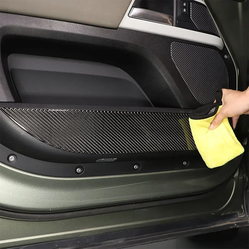 

Soft Carbon Fiber Car Front Door Anti-kick Panel Cover Trim Stickers Car Accessories For Land Rover Defender 90 110 130 2020-24