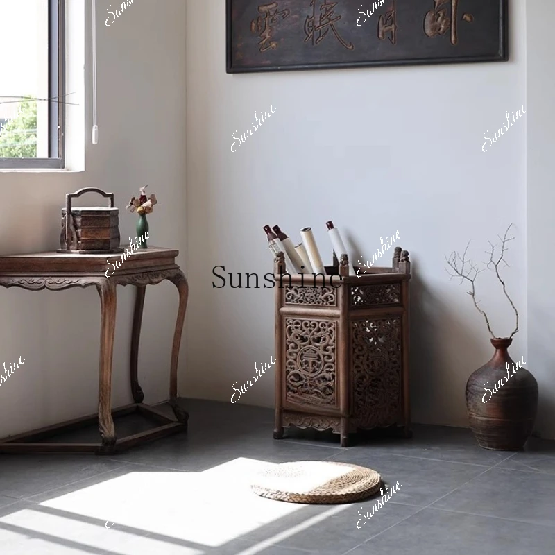 Solid wood Chinese old furniture items imitation antique Ming and Qing classical storage barrel ornament FT
