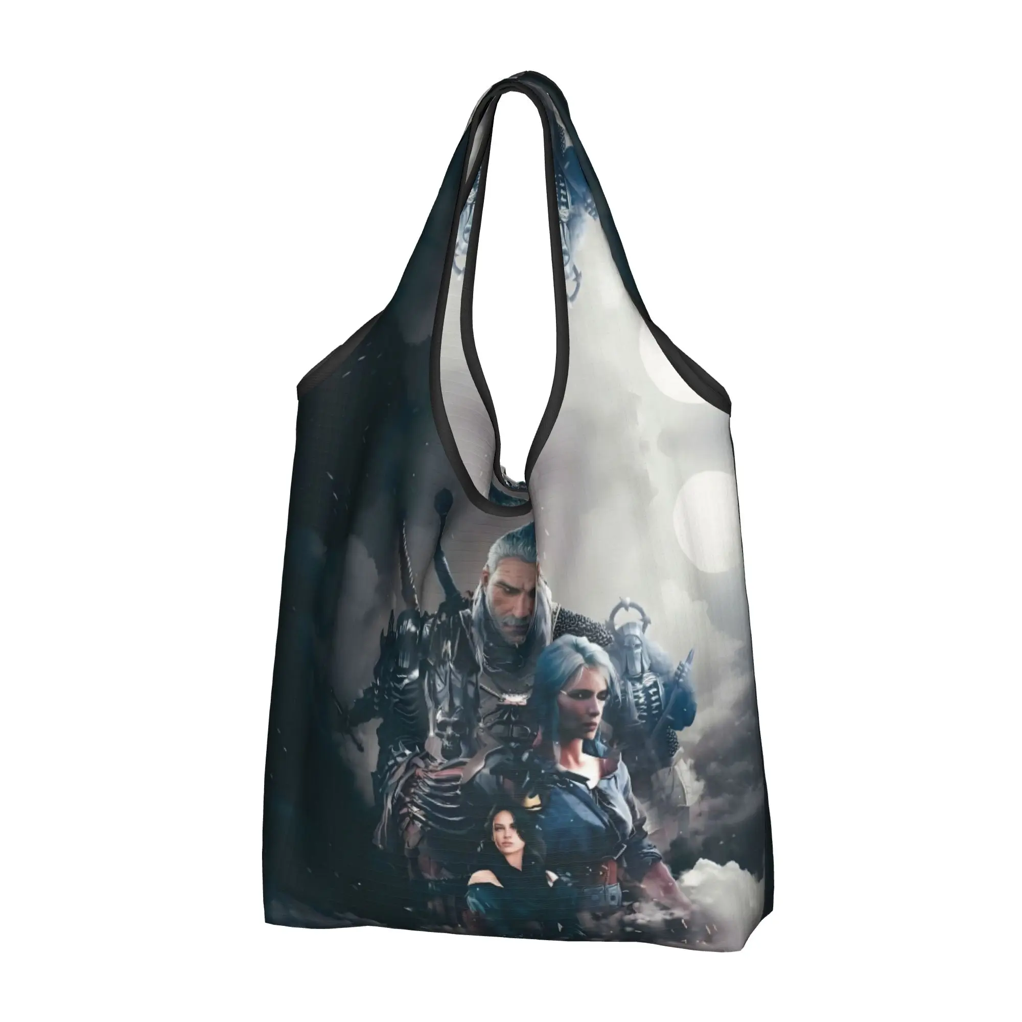 Cute Game The Witcher Action  Shopping Tote Bag Portable Role Playing  Groceries Shoulder Shopper Bag