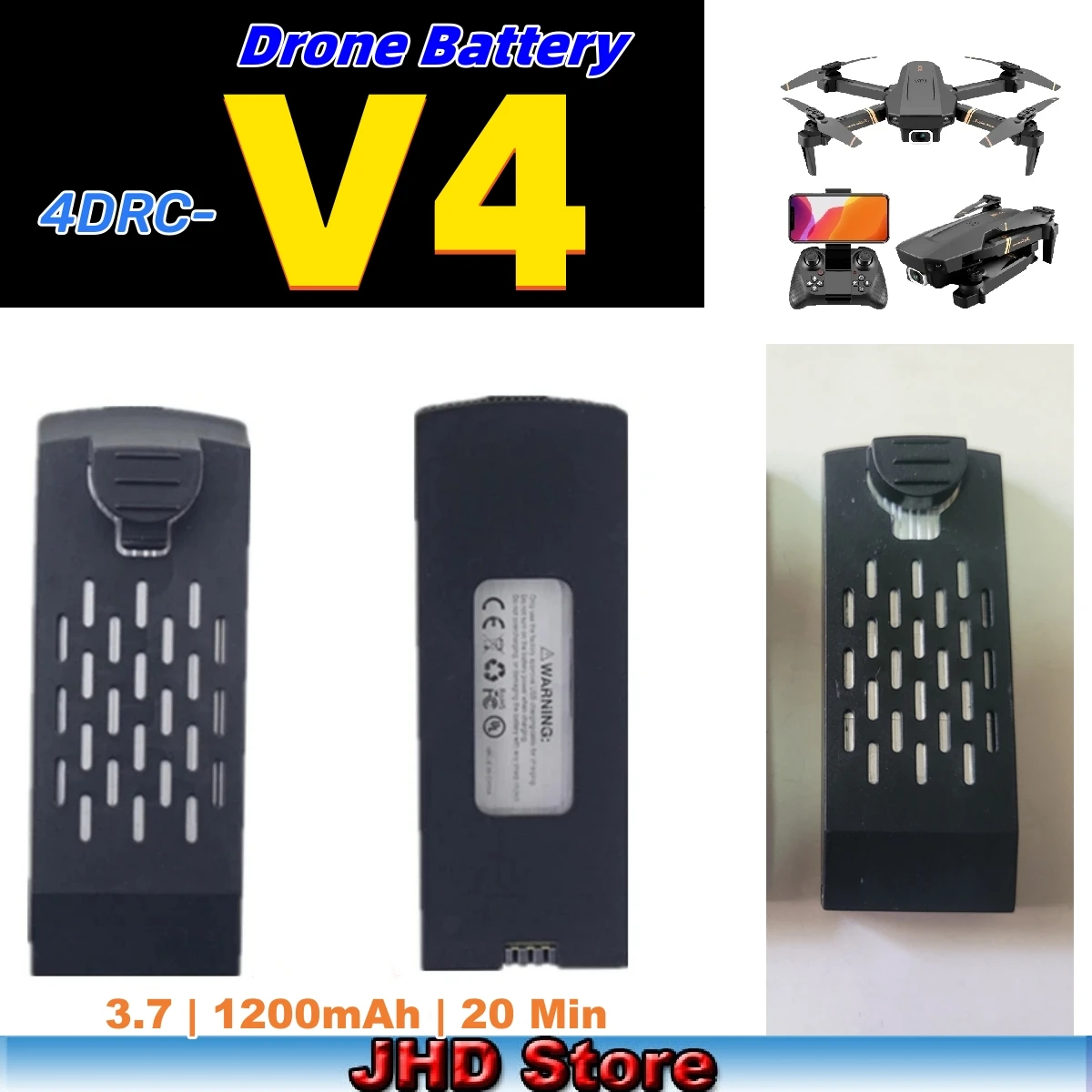 JHD 4DRC V4 Drone Battery 3.7V 1200mAh Lipo Battery For 4D-V4 Drone Spare Part 4DRC V4 Battery