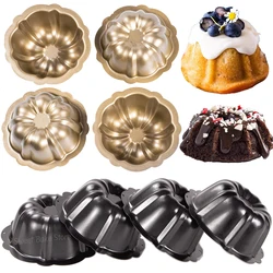 4PCS/Set Mini Carbon Steel Cake Pans, 5 Inch Nonstick Fluted Tube Cake Molds, Round Pumpkin Shaped Baking Mould, For Desserts