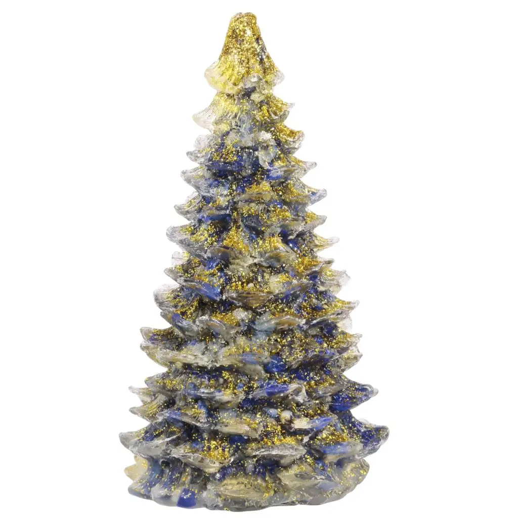 Natural Crystal Stone Christmas Tree Sculpture Handmade Statue Tree Figurines For Xmas Holiday Decor, 3.6-3.7 Inch High