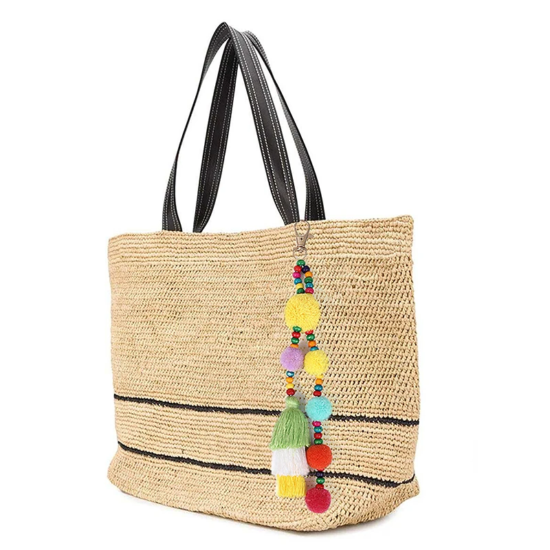 Bunte Schlüssel bund handgemachte Pom Pom Quaste Schlüssel ring Boho-Stil Frauen tasche hängen Anhänger Schlüssel halter Geschenk zubehör