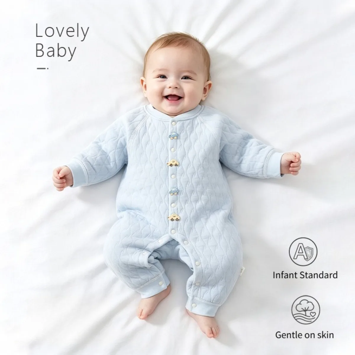 Newborn Baby Rompers Cotton Quilted Onesie Long Sleeve Warm Autumn Winter Clothes Infant Soft Lounge Unisex 0-24M Cute Car Patch