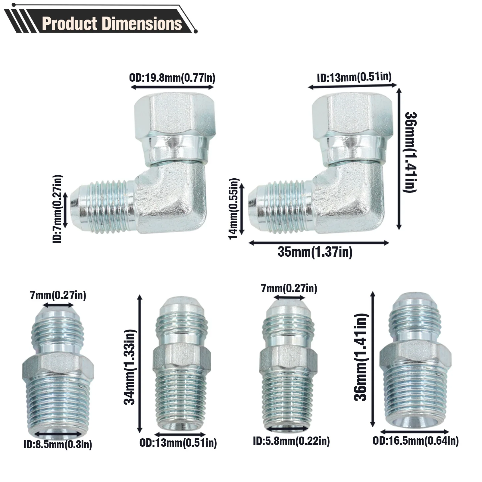 6AN Transmission Cooler Hose Fitting kit for Chevy Ford GMC Cadillac Cars and Trucks Replace 700R4/ TH350/ TH400/ NP-700RTL