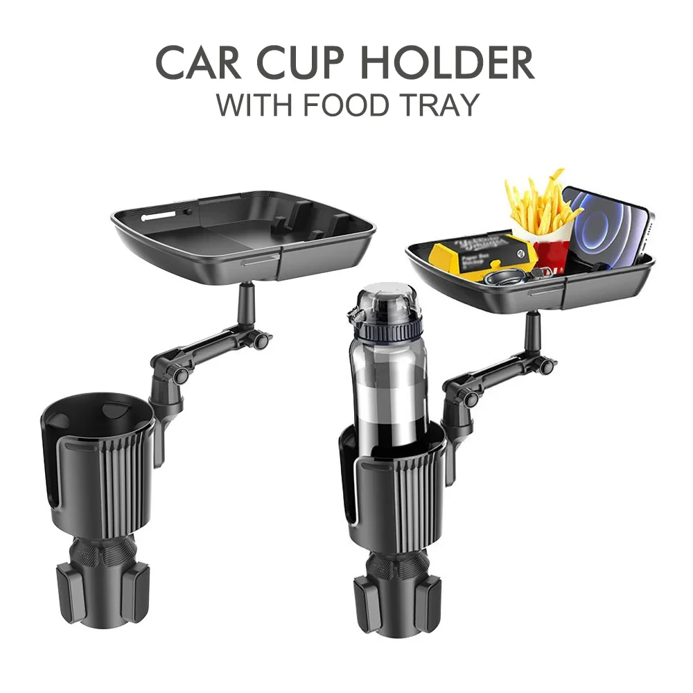 2 In 1 Car Cup Holder 360-degree Rotating Dining Tray Car Water Cup Holder Coffee Hamburger Storage Box Small Dining Table