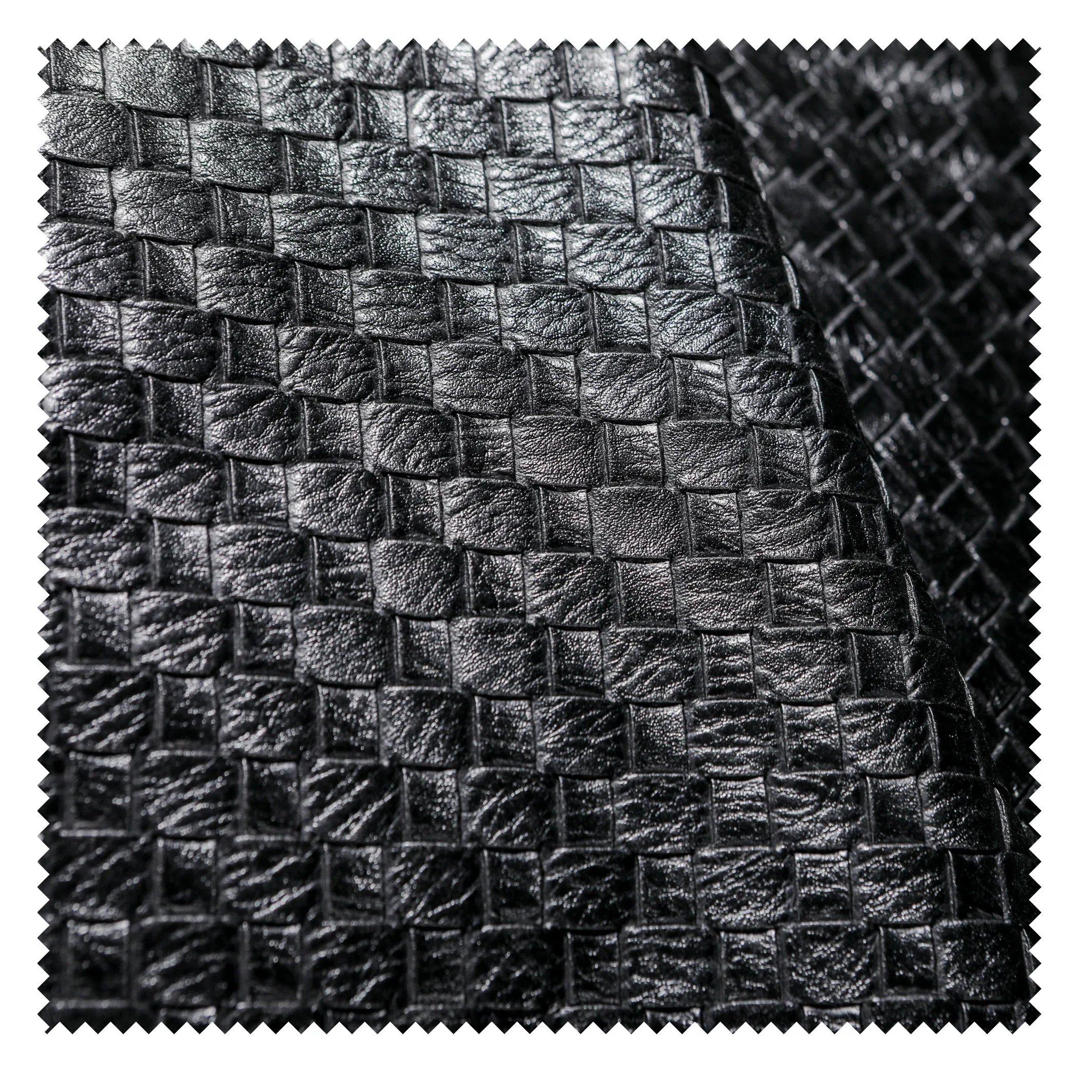 Leather Fabric Black Woven Texture Thick Stiff PU Handmade Bag Coat Creative Fashion Designer DIY Sewting Fabrics YLK