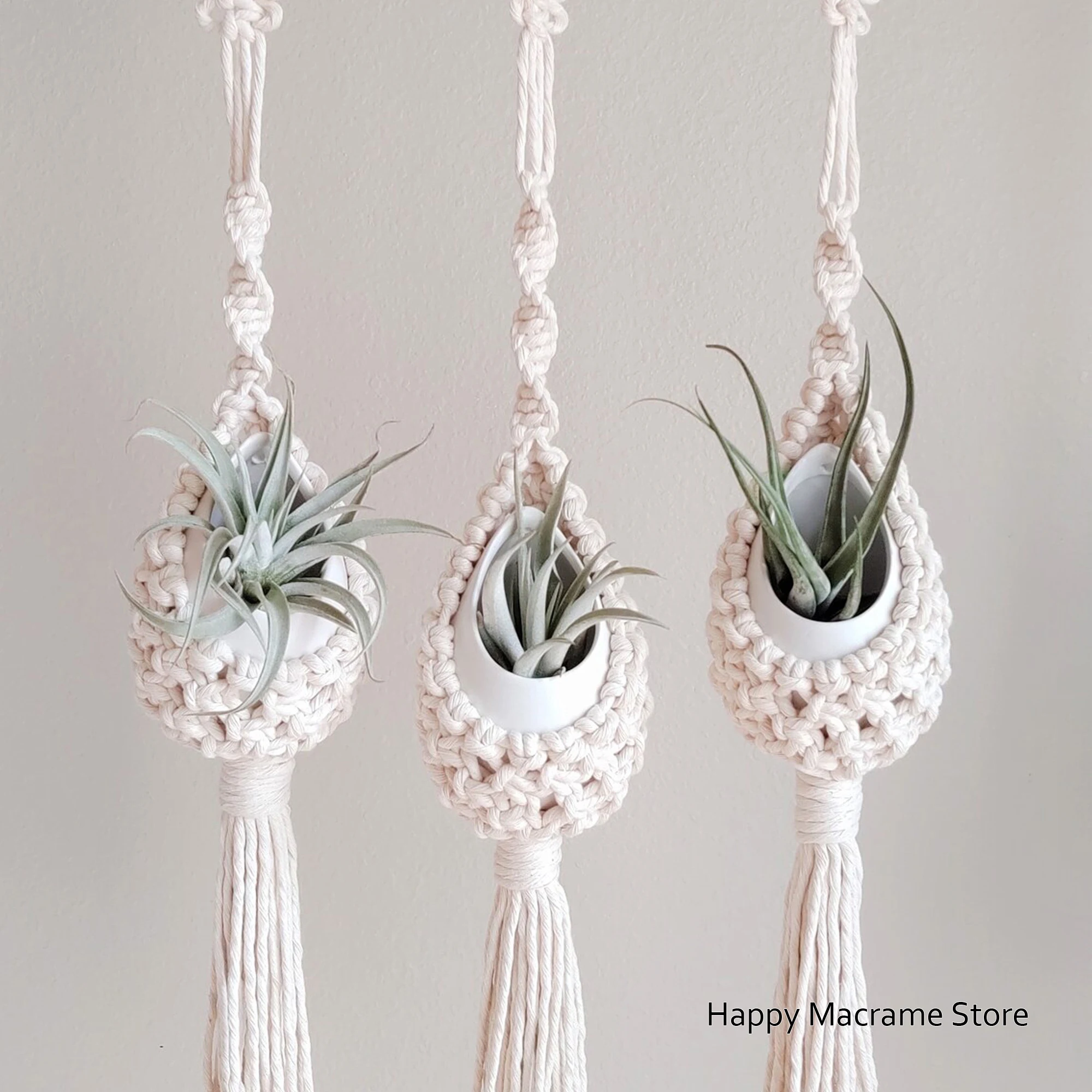 Macrame Air Plant hanger Macrame Plant Hanger Hand-woven Pod Bohemian Decor - Excluding Plant