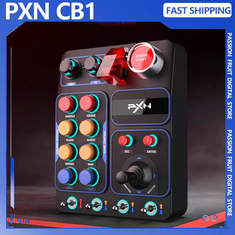 

PXN CB1 Simulator Race Central Control Box 30Programmable Button Linkage Lever One Click Start Stop RGB Panel for PC Accessories