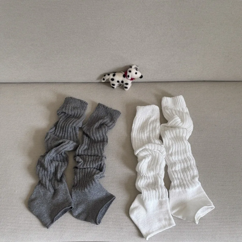 Solid Color Leg Warmers Loose Fit Knitted Texture Slouch Socks Long Length Slouch Stacked Design Stacked Leg Covers