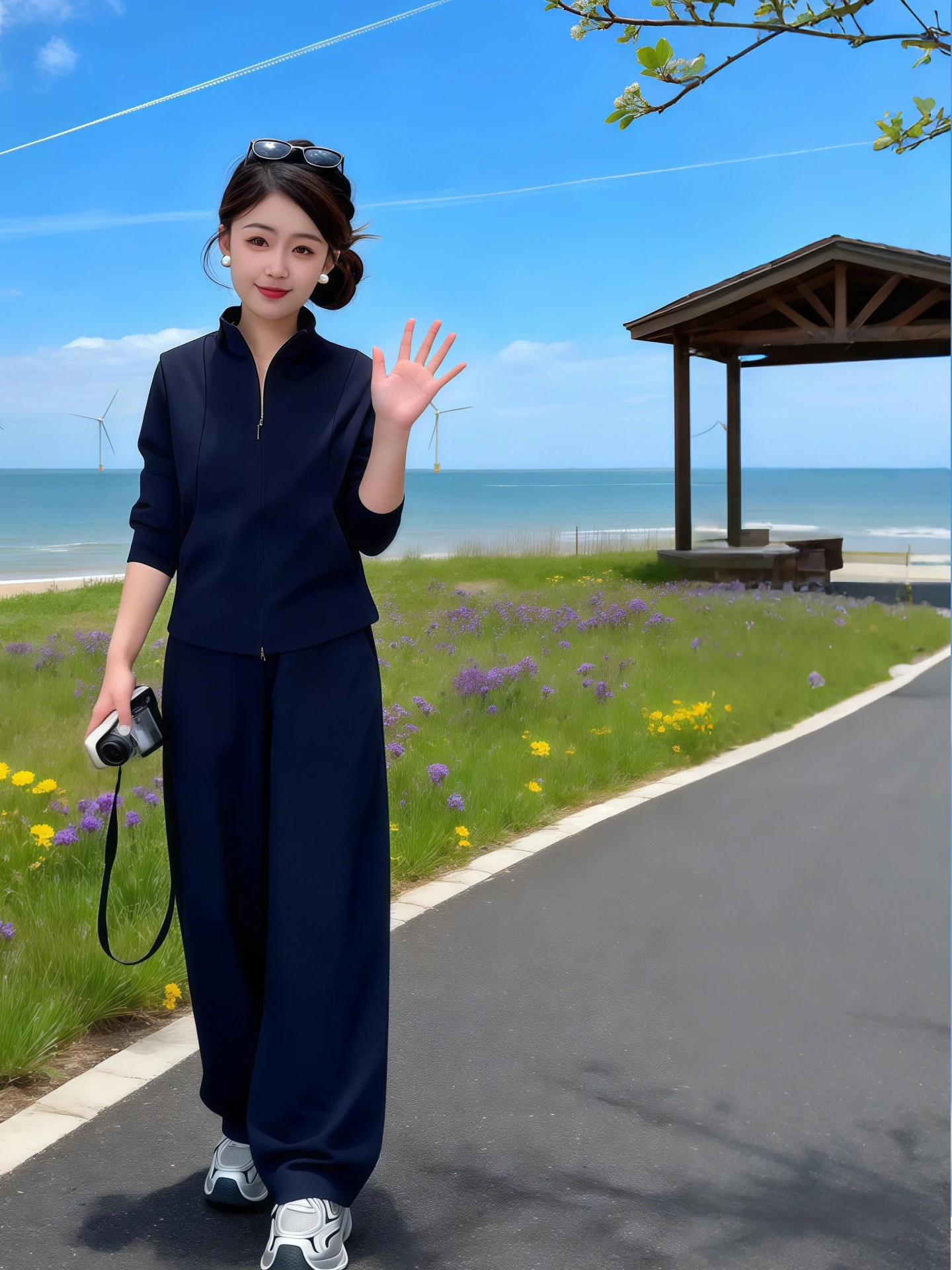 

Весенний комплект 2026: повседневные свободные брюки с широкими штанинами и топ с воротником-стойкой на молнии, удобный комплект из двух предметов в стиле Lazy Style для женщин