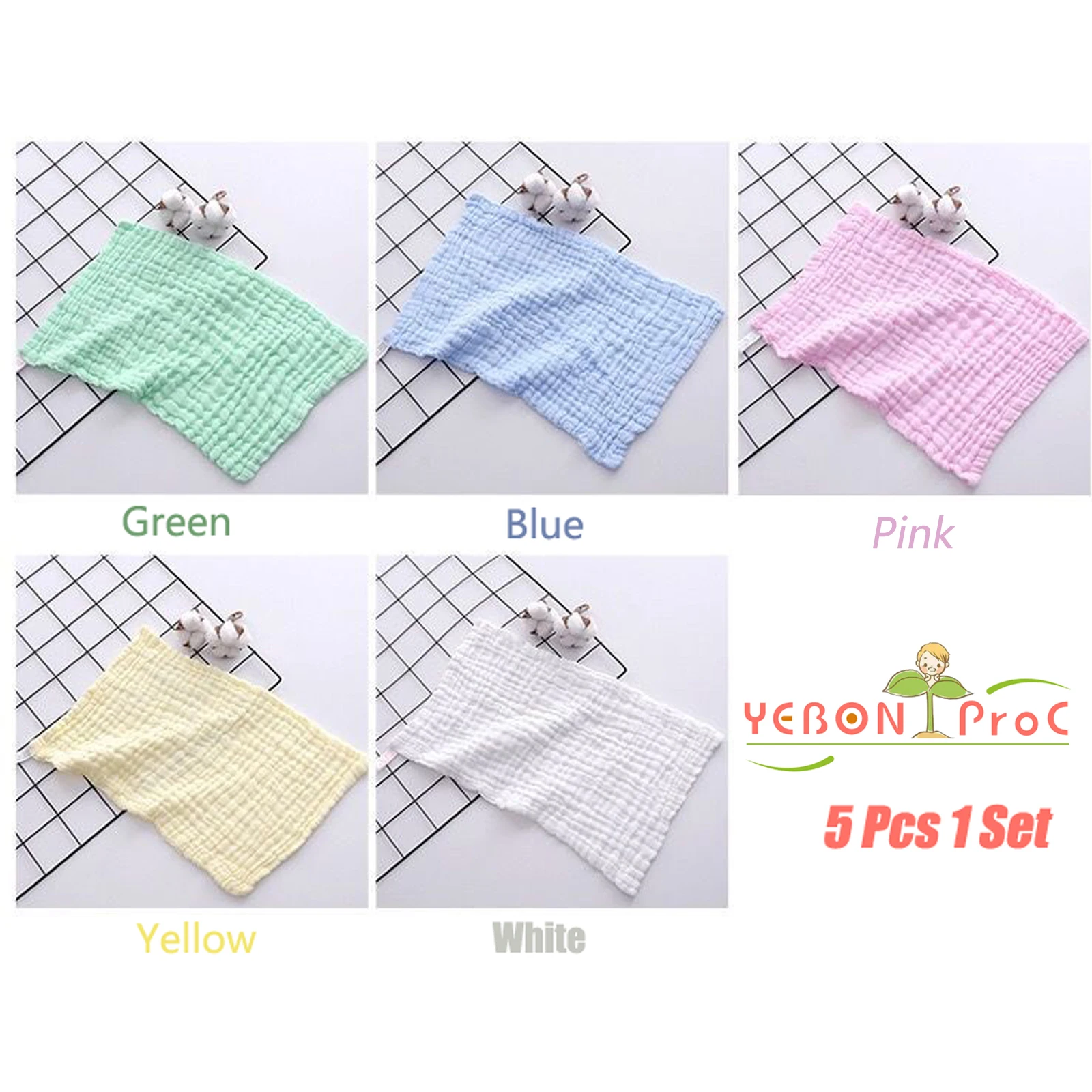 YEBON Muslin Baby Burp Cloths 6 Pack Premium Cotton Burping Rags for Newborn Ultra Soft and Absorbent Unisex