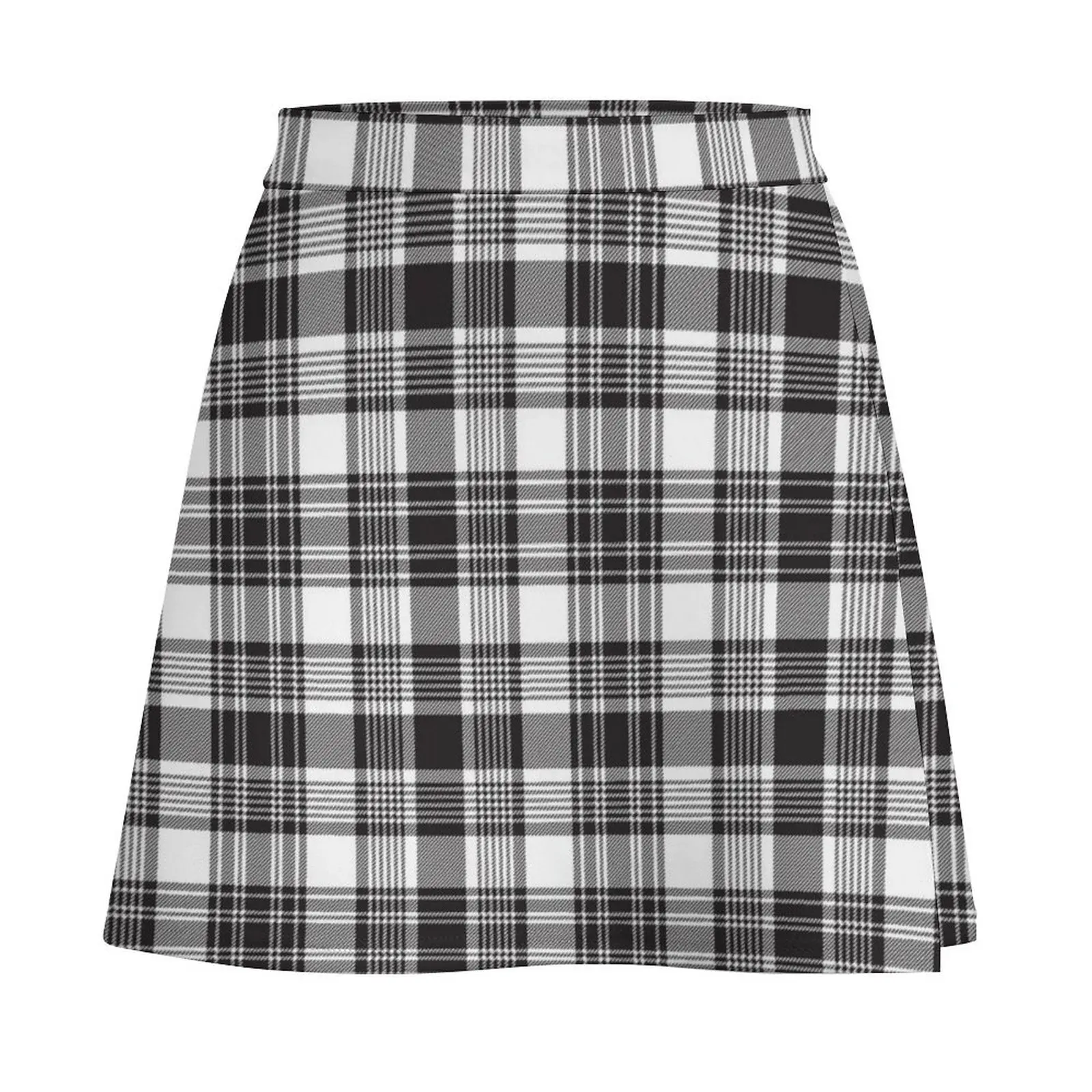 Check plaid pattern in black and white color. Tartan retro design. Mini Skirt japanese fashion School skirt Mini Skirt