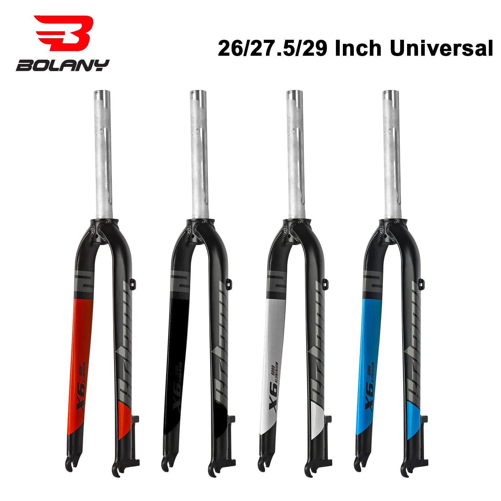 

Bolany Bike MTB Rigid Fork 26/27.5/29inch Suitable For Mountain Bicycle X6 Bike Forks Straight Aluminum Alloy Light Matt Parts