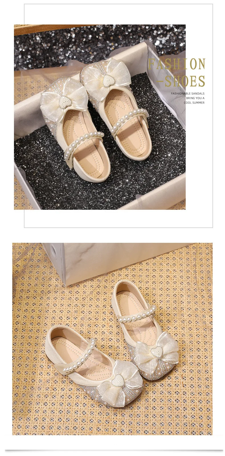 Mädchenschuhe im Prinzessinnen-Stil – Mary Janes aus Kunstleder mit glitzernden Akzenten, bequem für Partys und besondere Anlässe – Detail 1