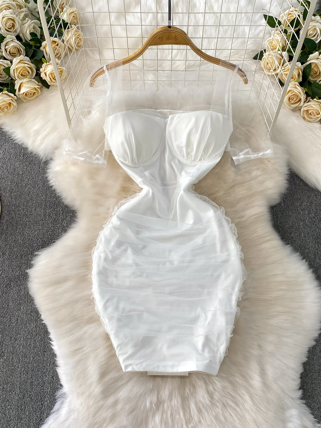 

Женское летнее платье с плиссировкой, коротким рукавом, завышенной талией, квадратным вырезом, сексуальное, прозрачное, с эффектом обертывания вокруг тела