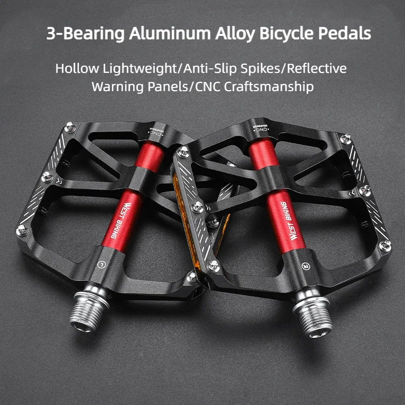 

Светоотражающие велосипедные педали с 3 подшипниками из алюминиевого сплава, велосипедная плоская педаль, водонепроницаемая нескользящая велосипедная педаль для шоссейного велосипеда MTB