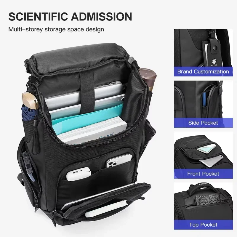 Men Backpack Large Capacity Waterproof Backpacks 15.6 inch Laptop Backpack Outdoor Travel Multifunction Business Male School Bag