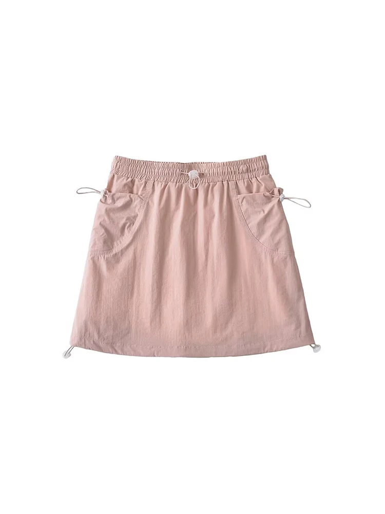 アメリカンレトロワークウェアスカート女性の夏薄い Qui Dry アウトドアスポーツハイウエスト A ラインスカートストリート Sle ピュアカラー