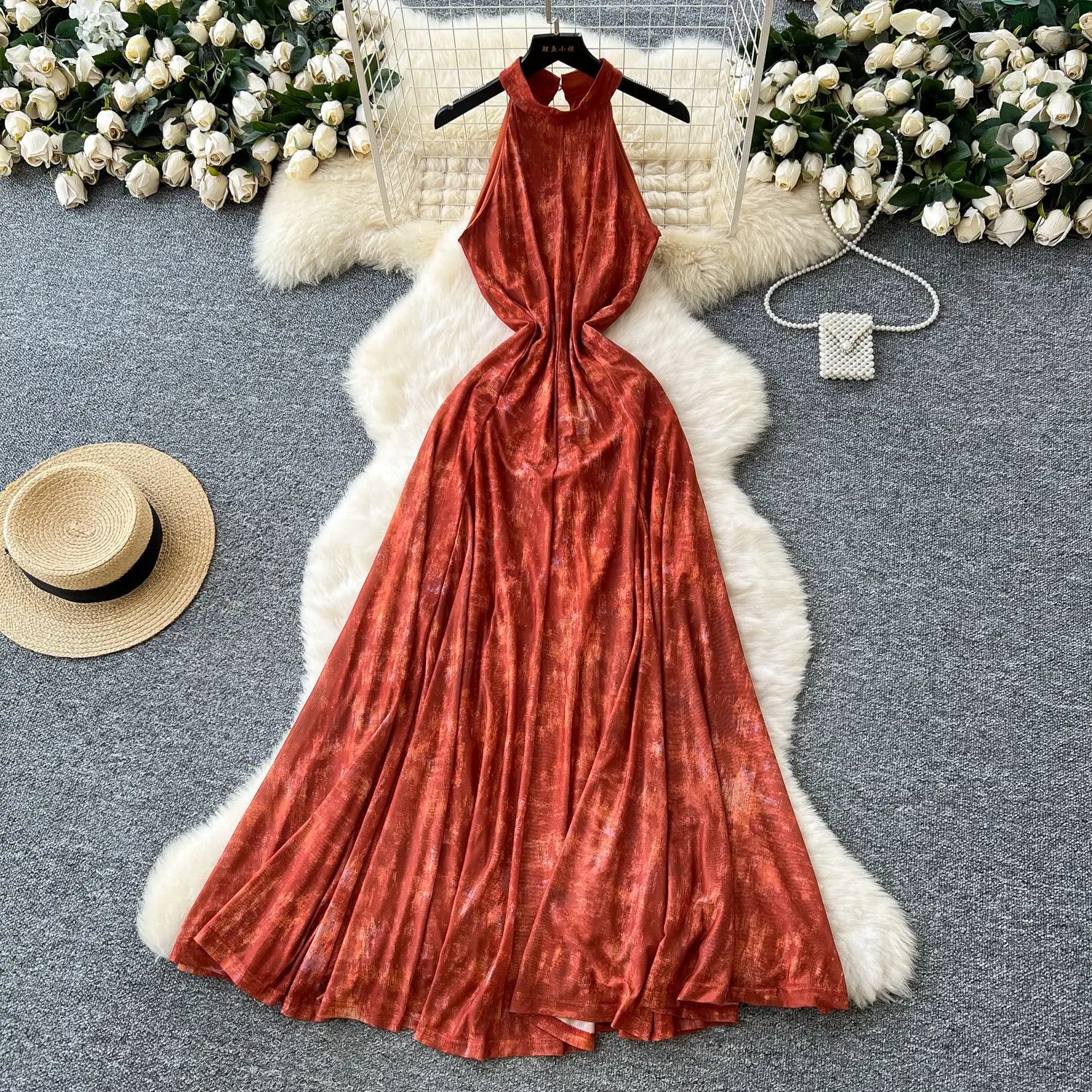 

Long Dress Women Dresses A Line Vestidos Halter Sleeveless Elegant Splice Y2k Streetwear Maxi High Waist Party Work Summer 2025