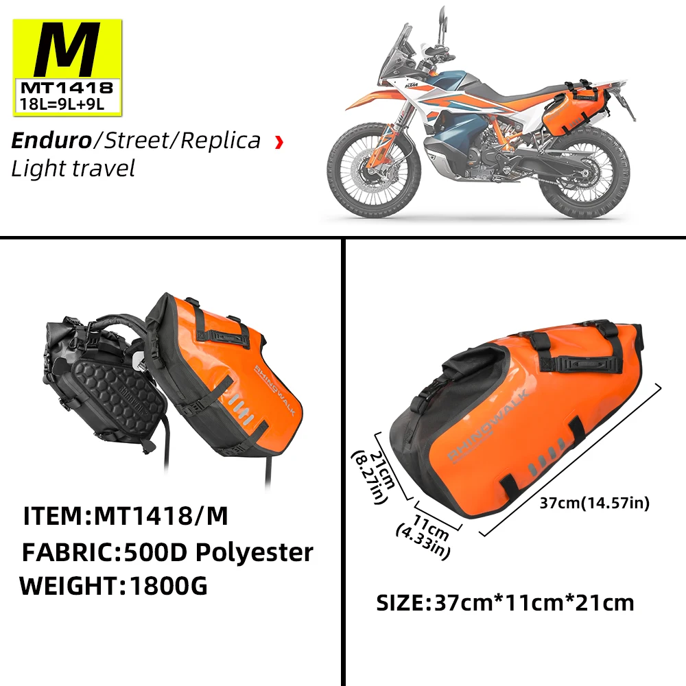 Rhinowalk Motorfiets Zijtas 2 Stuks Waterdicht 14L/28L/48L Zadeltas Universele Pasvorm Motorfiets Bagage Fietstas Accessoires