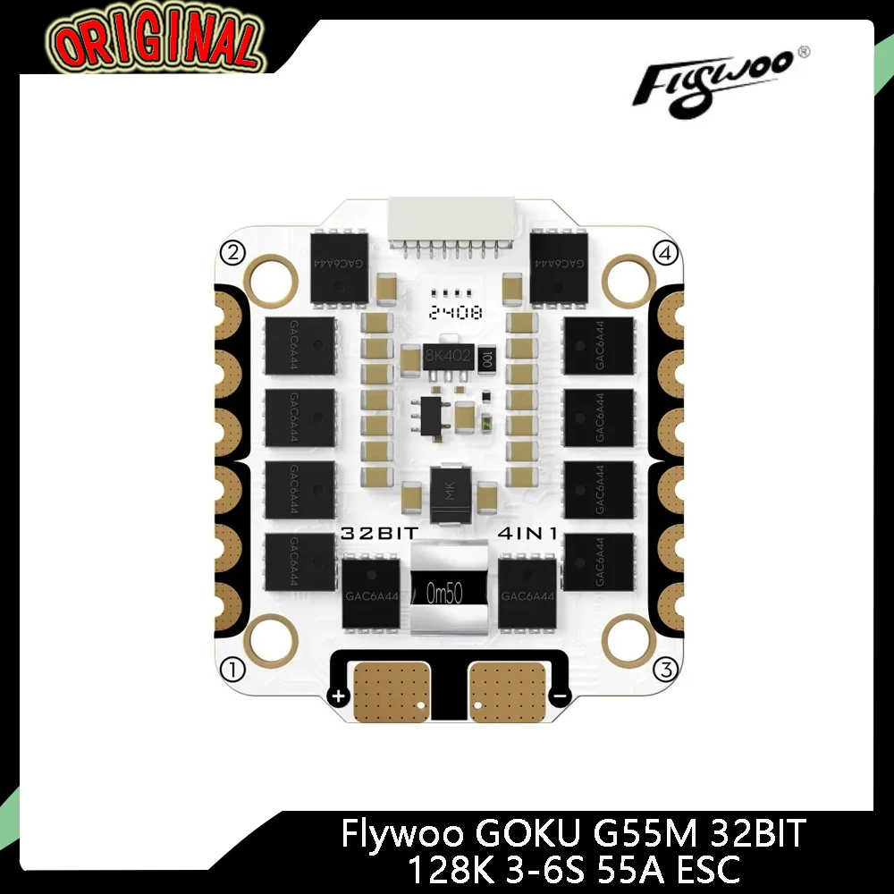 

Flywoo GOKU G55M 30.5x30.5 ESC - 3-6S 55A, 32-bit 128K Flash, AM32 for FPV DIY