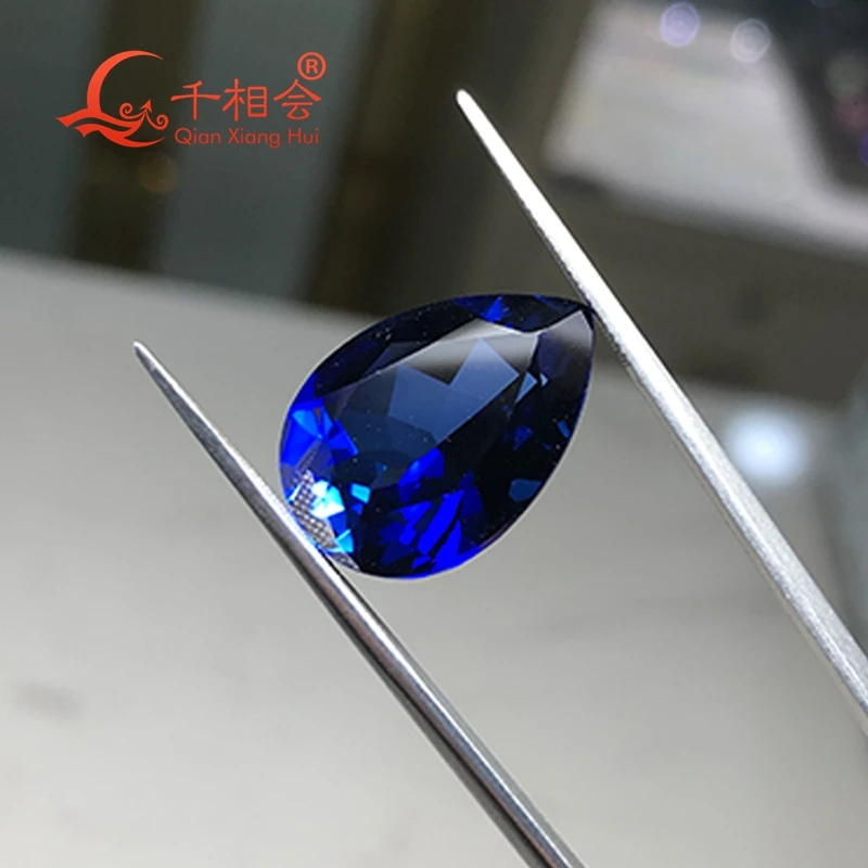 Pear shape 33# light 34# dark blue  color Natural cutting  artifical  sapphire  corundum clear  loose gem stone