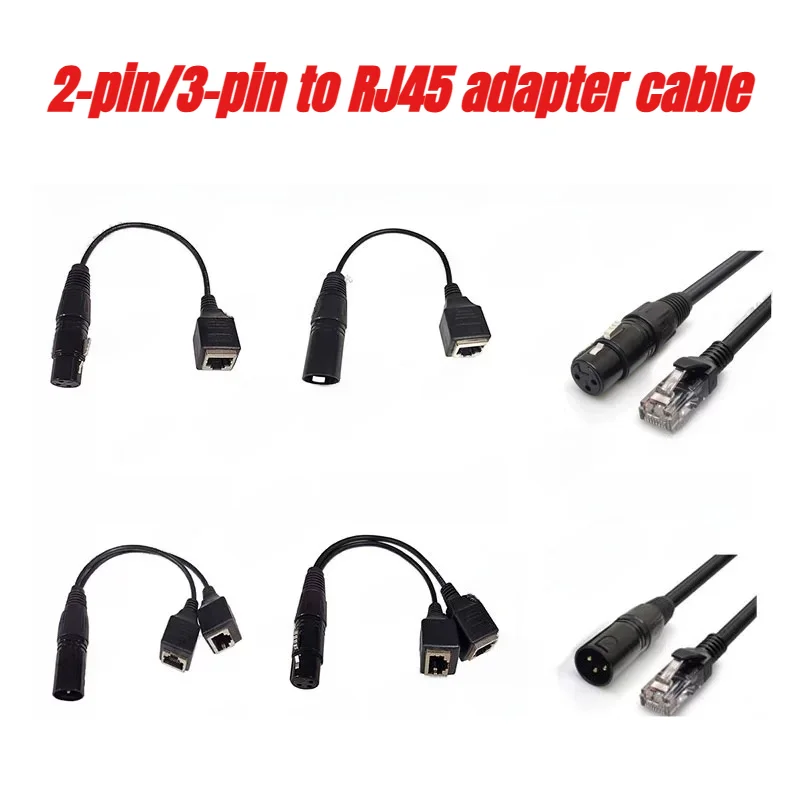 XLR 3Pin to RJ45 Network Cable Adapter Digital Audio Video Cable 2core Female Signal Wire DMX512 2Pin XLR to RJ45 Connector 0.3M