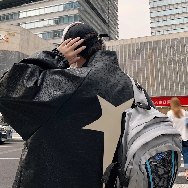 

Мужская утепленная куртка из искусственной кожи с подкладкой из флиса, мотоциклетный стиль, осенне-весенняя, модная, в уличном стиле, с крокодиловым узором, на молнии