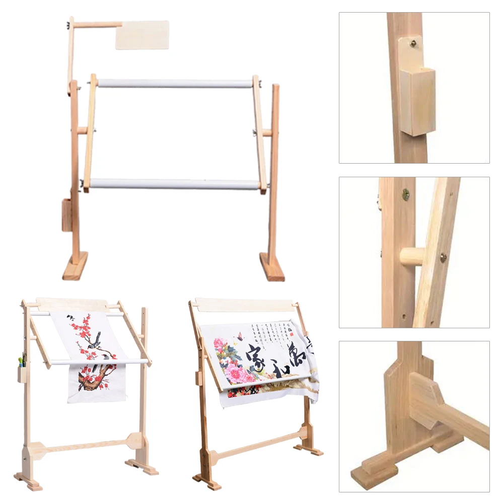 

Wooden Embroidery Rack Stand Adjustable Needlework Stand Frame Holder Cross Stitch Embroidery Frame for Stitching Sewing Craft