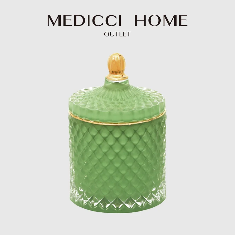 Medicci Home GG Stye Home Decor Vintage Jewelry Box Gilt Edged Incense Candle Jar Storage Glass Jar Boutique Craft Wedding Gifts