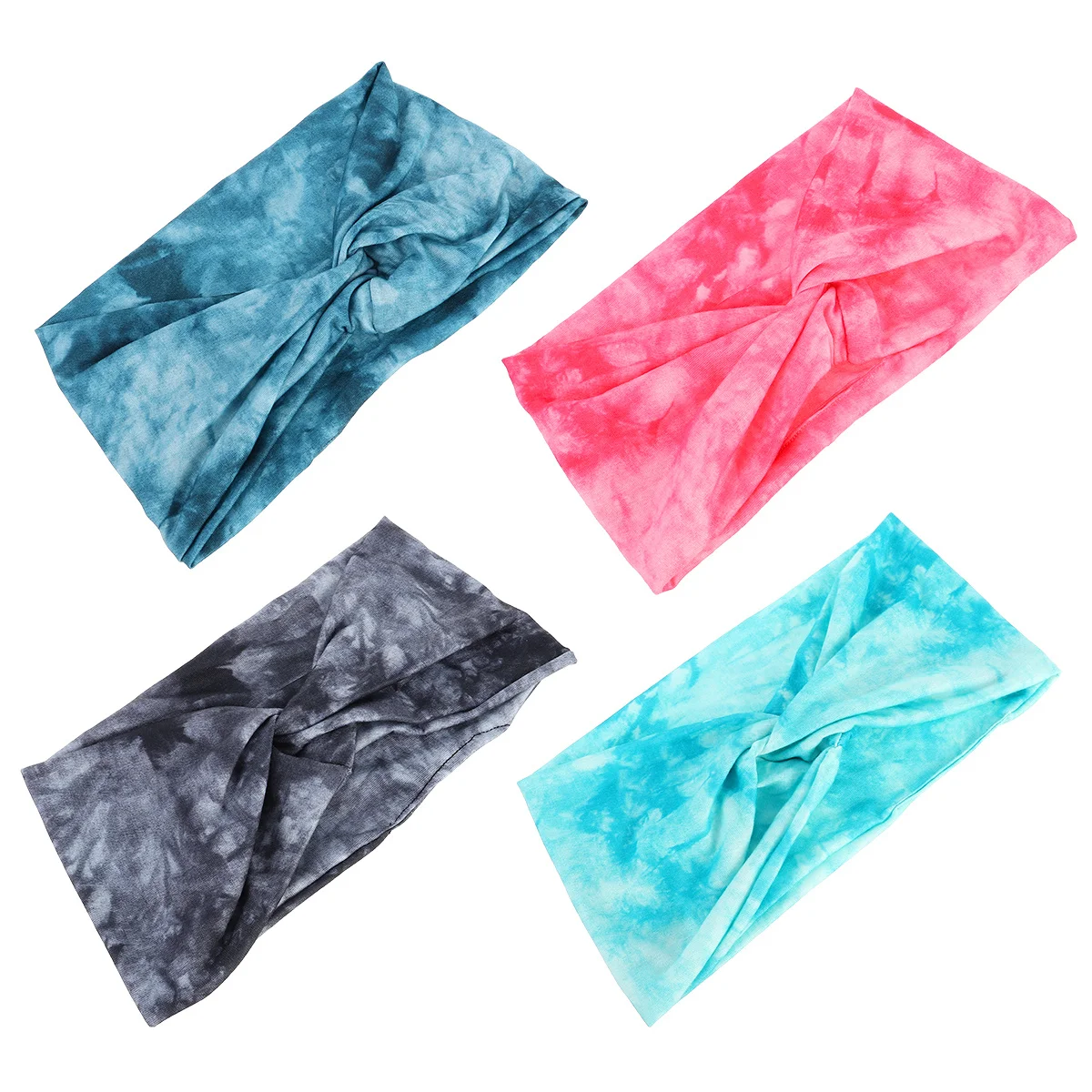

4 шт. повязки на голову для йоги с узором тай-дай, прочные эластичные нескользящие спортивные повязки для бега, тренировок, фитнеса, повязки на голову