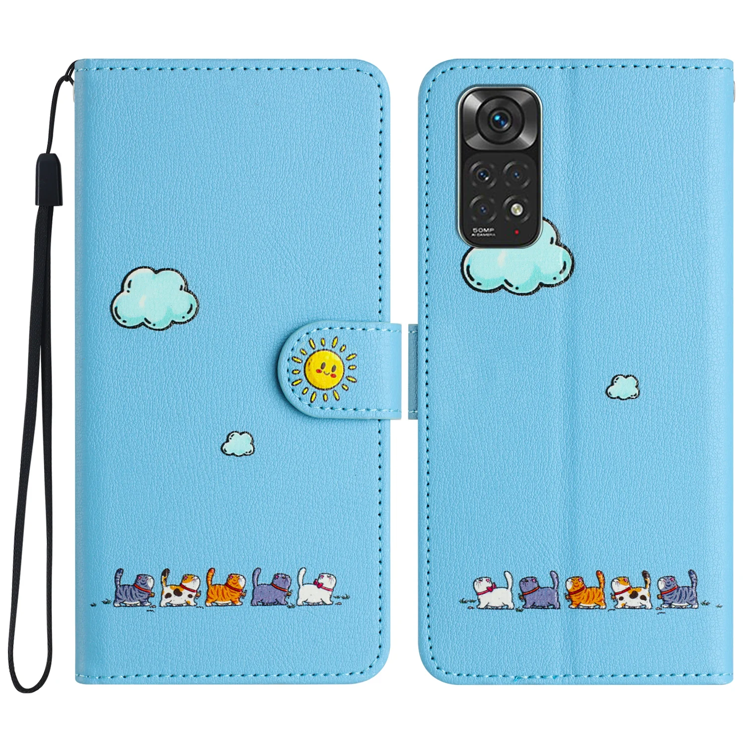 

For Redmi Note 11S 4G phone case cartoon cat style softshell clamshell leather case