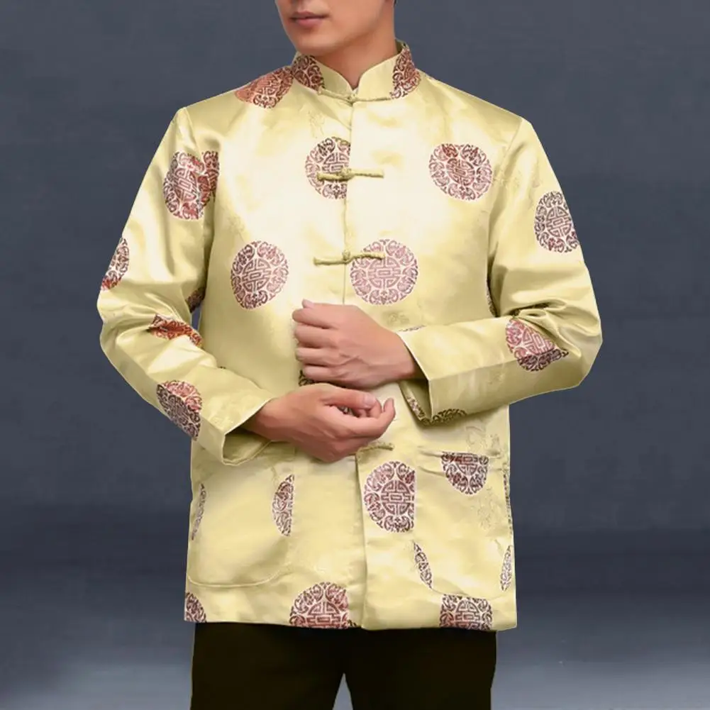 Chinese Character Print Shirt Retro Traditional Chinese Style Shirt 2024 Festive New Year Party Chinatown Tang Shirt Men Shirts