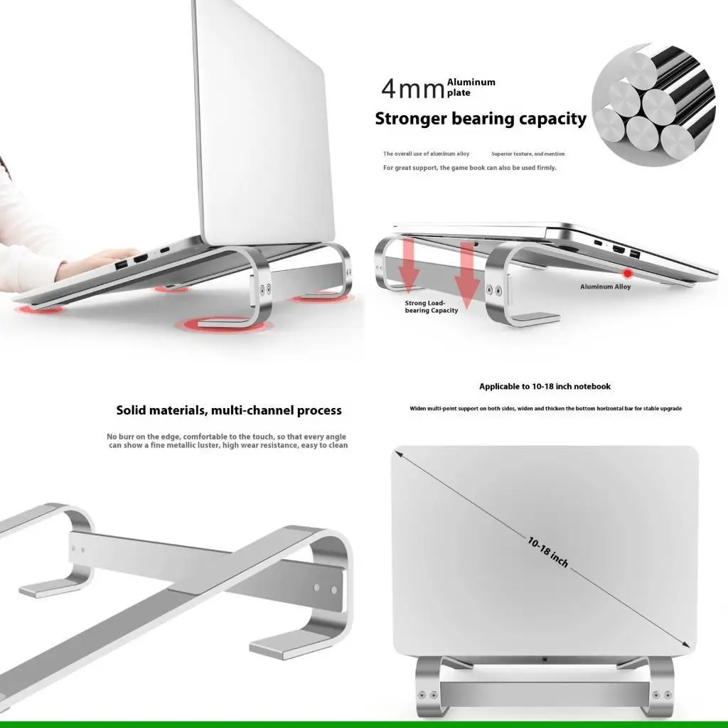 

U55C Ergonomic Aluminum Laptop Stand With NonSlip Silicone Base for 10-18In Notebook
