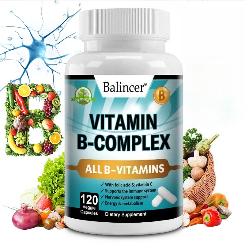 

Vitamin B Complex Supplement, Containing Folic Acid and Vitamin C, Supports Energy, Immune Health, Antioxidant Supplement