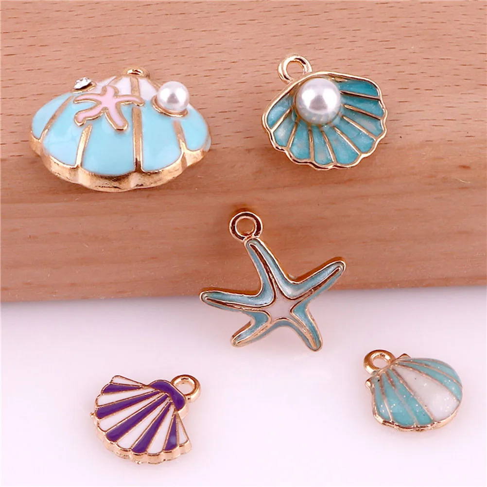 

20pcs Ocean Series Shell Pendants Diy Necklace Keychain Alloy Hanging Ornaments Jewelry Accessories Decorative Charms Birthday